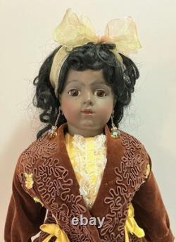 Antique Reproduction Bru Jne 8 Doll Fancy Outfit Leather Body African American Antique Reproduction Bru Jne 8 Doll Fancy Outfit Leather Body African American