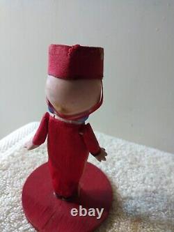 Antique Rose O'Neill KEWPIE Bisque BELLHOP Red A/O Crepe Outfit Estate GREAT