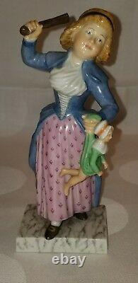 Antique Royal Copenhagen Porcelain Figurine Girl with doll and whip