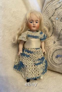 Antique Unusual Large 6 All Bisque Doll Mold 191 Indigo Eyes Pretty