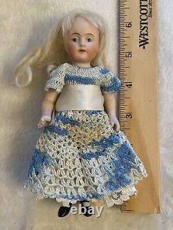 Antique Unusual Large 6 All Bisque Doll Mold 191 Indigo Eyes Pretty