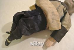 Antique Vintage Chinese Hand Painted Porcelain Traditional Silk Cloth MAN DOLLS