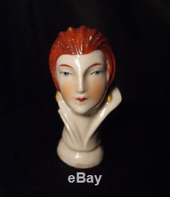 Antique Vintage German Half Doll China Porcelain Art Deco Flapper