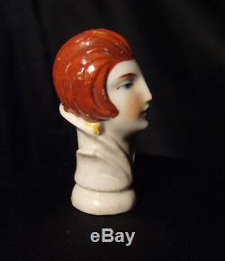 Antique Vintage German Half Doll China Porcelain Art Deco Flapper