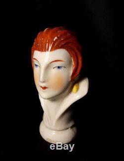 Antique Vintage German Half Doll China Porcelain Art Deco Flapper