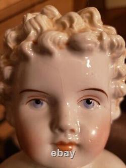 Antique/Vintage German Hertwig Blonde China Head Doll With soft Body 18