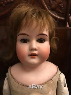 Antique Vintage Majestic Germany Bisque Porcelain Kid Leather Body 23 Doll