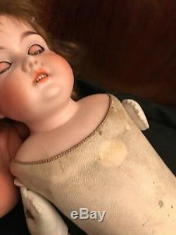 Antique Vintage Majestic Germany Bisque Porcelain Kid Leather Body 23 Doll