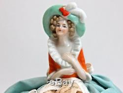 Antique Vintage Porcelain German Half Doll Pin Cushion Boudoir Doll with Legs