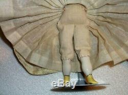 Antique Vintage Rosy Cheek Porcelain Granny Doll yellow boots 8
