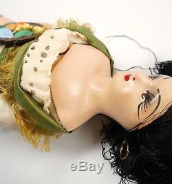 Antique Vtg As Found Boudoir Doll 17 Painted Ceramic Composition Rita Hayworth