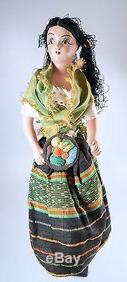 Antique Vtg As Found Boudoir Doll 17 Painted Ceramic Composition Rita Hayworth