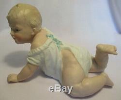 Antique Vtg Gebruder Heubach Bisque Porcelain Piano Baby Crawling 8 Germany