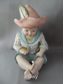 Antique Vtg Large German Piano Baby Boy & Girl Doll Porcelain Statue Figurine