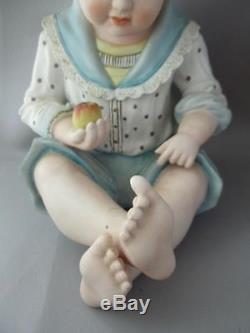 Antique Vtg Large German Piano Baby Boy & Girl Doll Porcelain Statue Figurine