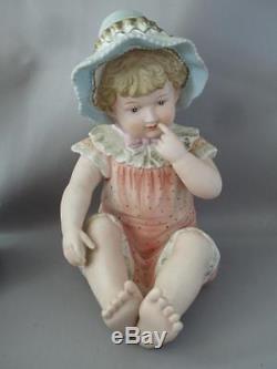 Antique Vtg Large German Piano Baby Boy & Girl Doll Porcelain Statue Figurine