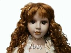 Antique doll porcelain bisque head rare vintage epoque venetian silk dress ooak