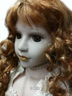 Antique doll porcelain bisque head rare vintage epoque venetian silk dress ooak