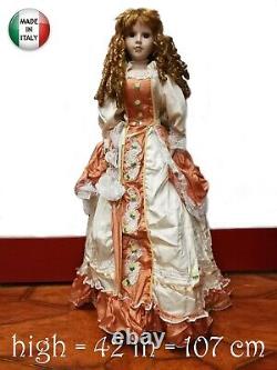 Antique doll porcelain bisque head rare vintage epoque venetian silk dress ooak