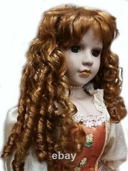 Antique doll porcelain bisque head rare vintage epoque venetian silk dress ooak