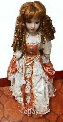 Antique doll porcelain bisque head rare vintage epoque venetian silk dress ooak