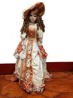 Antique doll porcelain bisque head rare vintage epoque venetian silk dress ooak