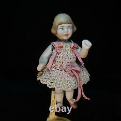 Antique dollhouse doll all bisque character type high quality c 1920 googly eyes