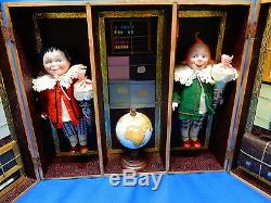 Antique klappschule with 2 porzellankopf Max and Moritz Dolls