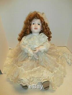 Antique/vtg Animatronic Bisque Porcelain Dollvictorian Lace Dress Collector Item