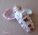 Antique Vtg German Bisque Porcelain Swaddled Baby Bunting Doll Trinket Box