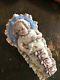 Antique Vtg German Bisque Porcelain Swaddled Baby Bunting Doll Trinket Box