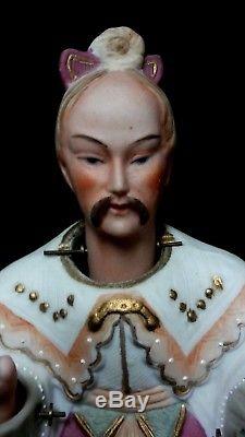 Ardalt Asian Japan Nodder doll set man woman Fan Porcelain Antique Vintage EUC