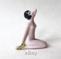 Art Deco Bathing Beauty Flapper Lady Figurine Bisque Doll Porcelain Germany Vtg