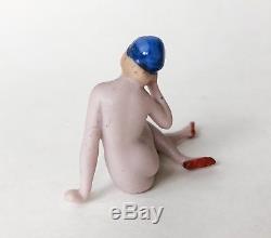 Art Deco Bathing Beauty Flapper Lady Figurine Bisque Doll Porcelain Germany Vtg