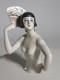 Art Deco German Porcelain Half Doll Fan Dancer Nude Lady