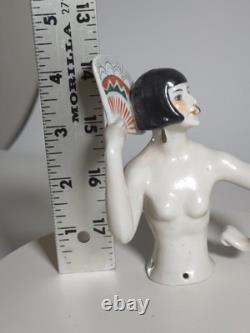 Art Deco German Porcelain Half Doll Fan Dancer Nude Lady Art Deco German Porcelain Half Doll Fan Dancer Nude Lady