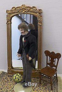 Artisan Made Vintage Porcelain Victorian Man Dollhouse Doll 112 1980s OOAK