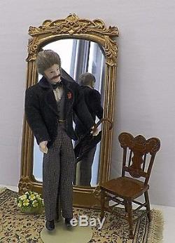 Artisan Made Vintage Porcelain Victorian Man Dollhouse Doll 112 1980s OOAK