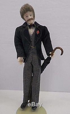 Artisan Made Vintage Porcelain Victorian Man Dollhouse Doll 112 1980s OOAK