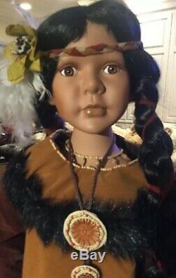 Ashley Belle Vintage Fine Porcelain 48 Doll American Indian Stand Named Alaqua