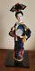 Beautiful Vintage Japanese Porcelain Doll Glass Eyes Silk Blue Kimono Geisha