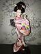 Beautiful Vintage Japanese Porcelain Doll Glass Eyes Silk Dancing Clapping