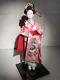 Beautiful Vintage Japanese Porcelain Doll Glass Eyes Silk Pink Kimono Geisha