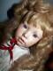Baby Girls Porcelain Doll Dress Shoes Purple Eyes Vintage Chair