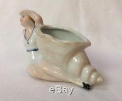 Bathing Beauty Flapper Figurine Porcelain Half Doll Pin Vase Pot Germany Vtg