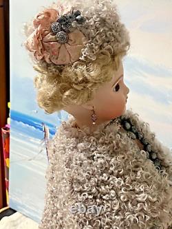 Beautiful 20 repro Steiner doll, 1992 by Barbara OTA with11 fancy parasol