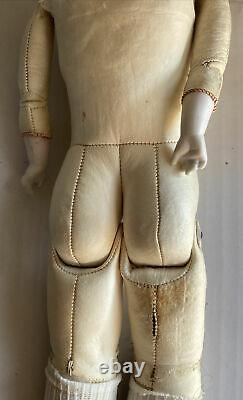 Beautiful Antique Heinrich Handwerck German Doll-Kid Leather Body-Porcelain Face