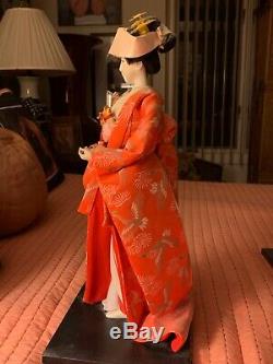 Beautiful Geisha Doll -Traditional Fans-Porcelain, Authentic, Exquisite, Vintage
