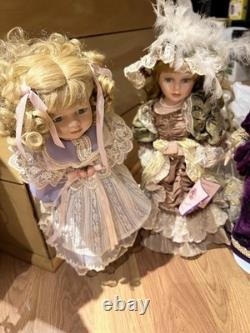 Beautiful Set of 4 Vintage Porcelain Dolls Elegant Victorian Style
