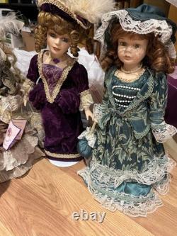 Beautiful Set of 4 Vintage Porcelain Dolls Elegant Victorian Style